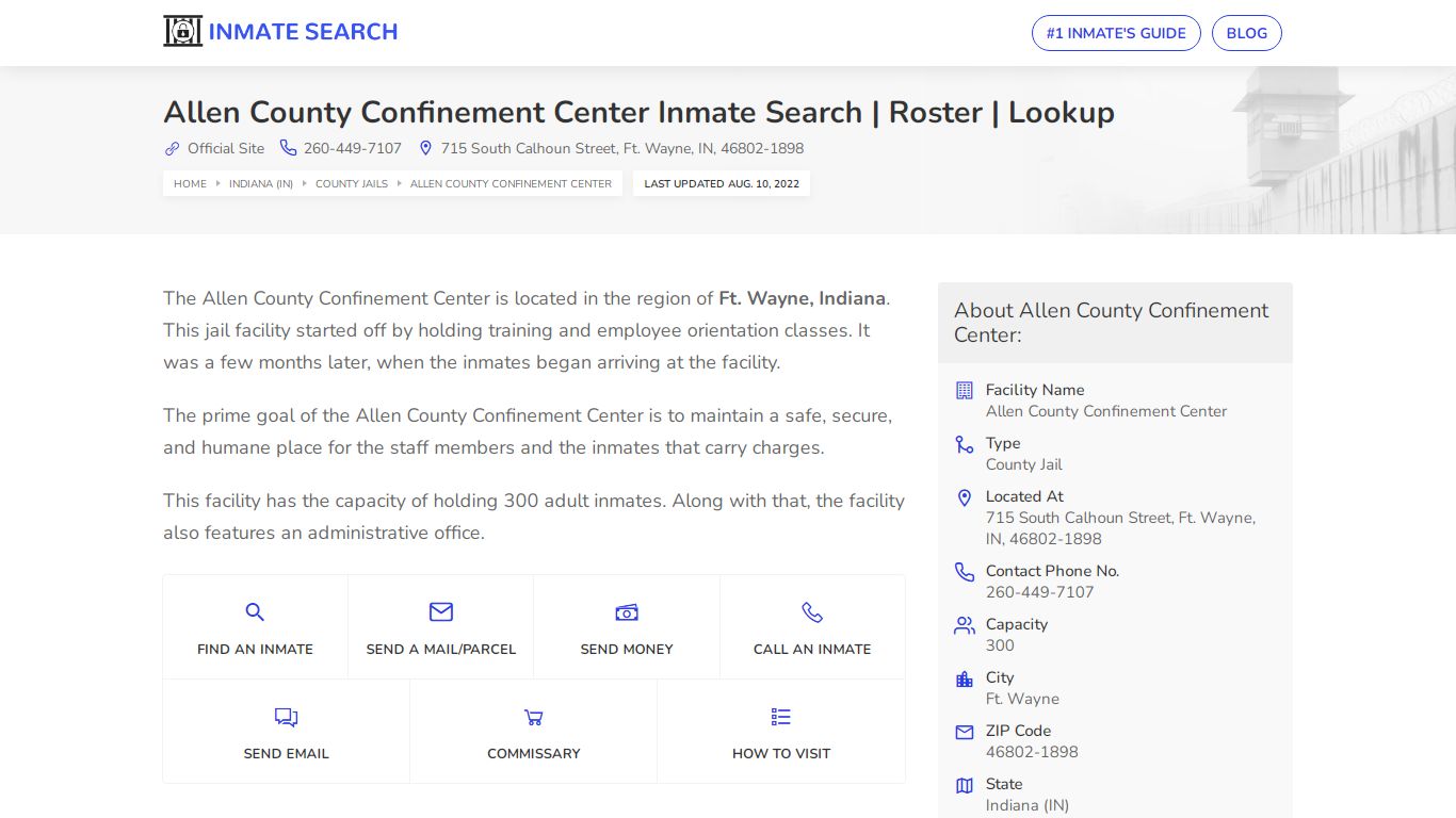 Allen County Confinement Center Inmate Search | Roster ...