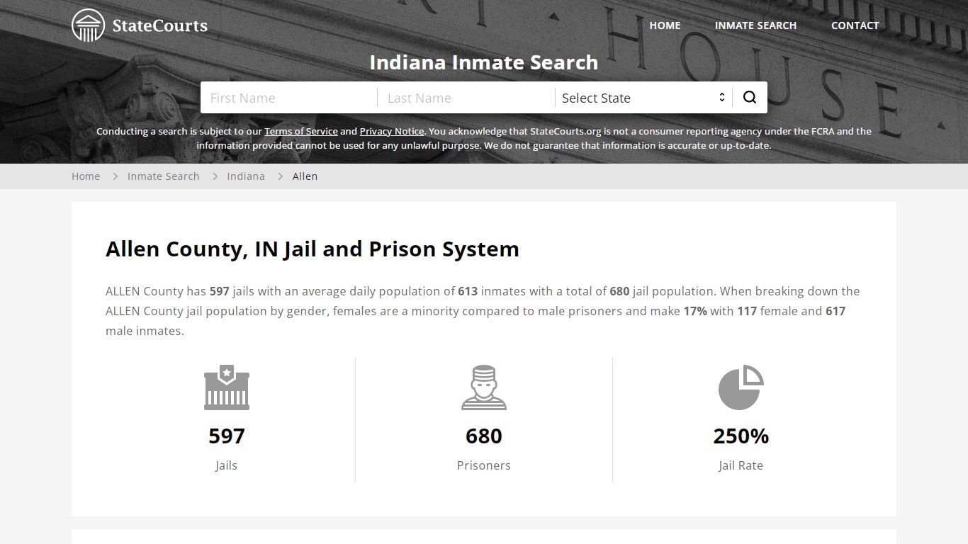 Allen County, IN Inmate Search - StateCourts