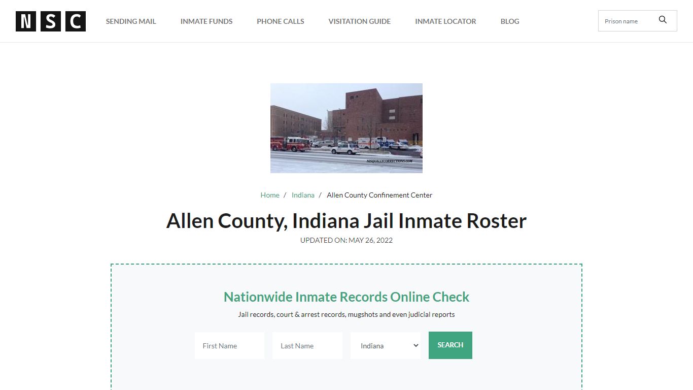 Allen County, Indiana Jail Inmate List